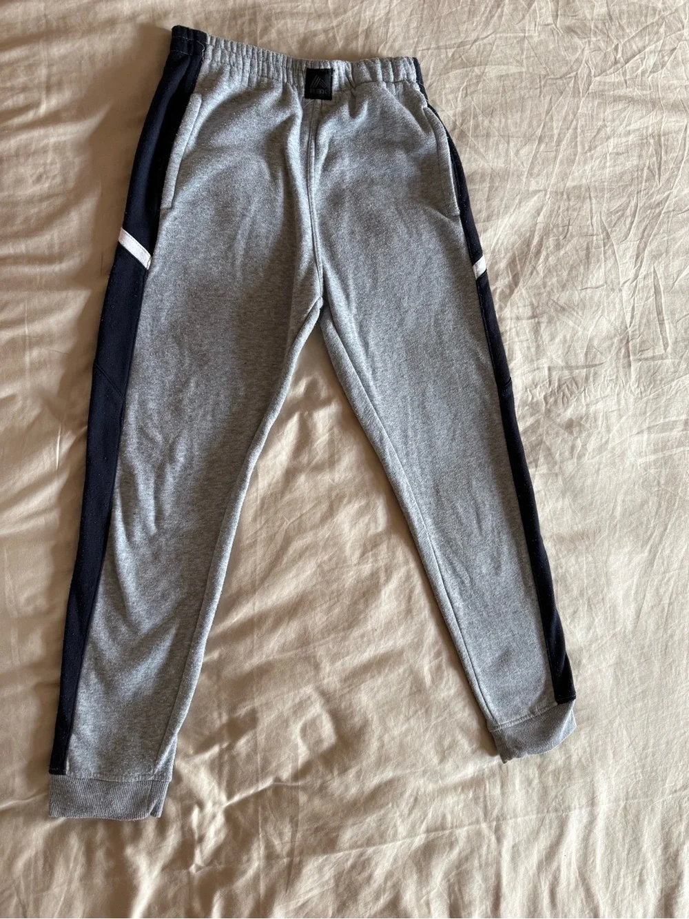 RBX Grey Joggers with Black Side Panels and White Trim Boys Size M 10/12